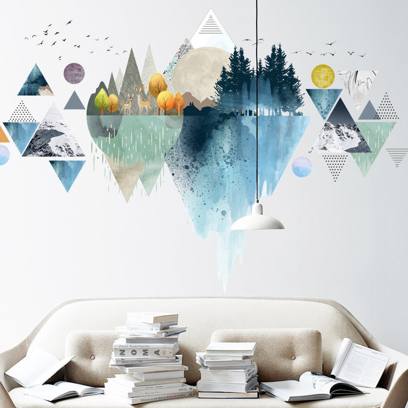 Nordic Triangle Dreamy Mountain Wall Stickers – Vinyl Decals for Living Room & Bedroom Decor