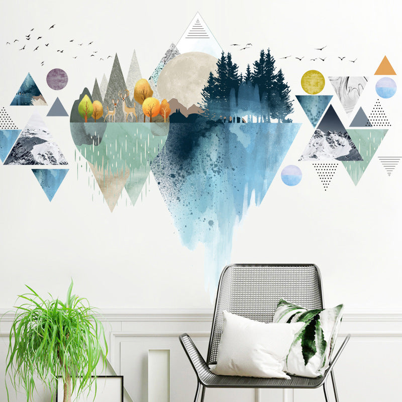 Nordic Triangle Dreamy Mountain Wall Stickers – Vinyl Decals for Living Room & Bedroom Decor