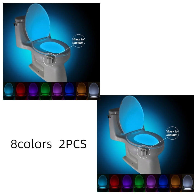 Toilet Induction LED Night Light – Motion-Activated Bathroom Light with Adjustable Colors