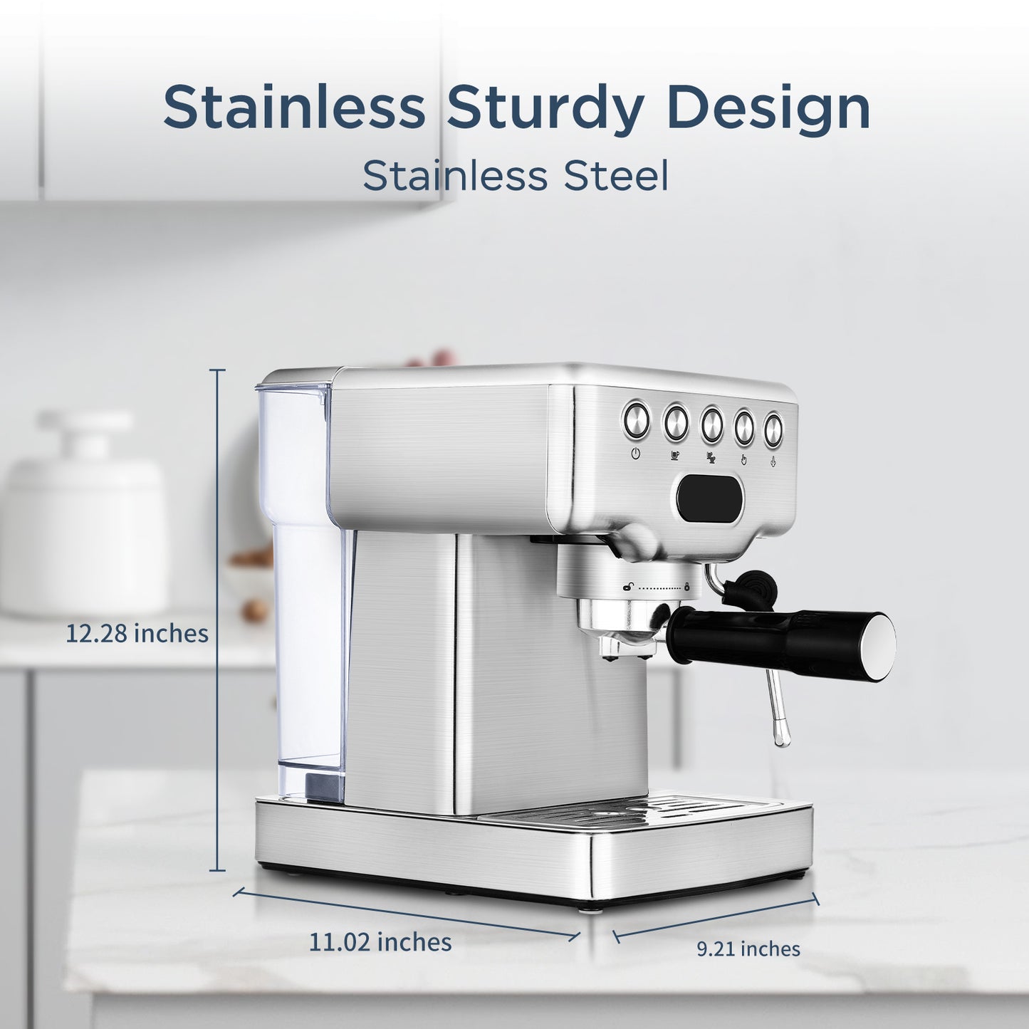 Geek Chef 20-Bar Espresso Machine – Stainless Steel Espresso Maker with Milk Frother & 1.8L Water Tank