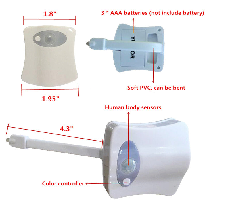 Toilet Induction LED Night Light – Motion-Activated Bathroom Light with Adjustable Colors