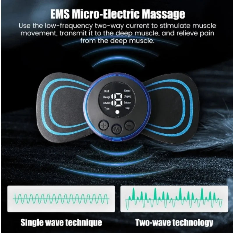 8 Modes Rechargeable Neck Massager with Remote Control EMS Low Frequency Pulse Massager For Muscle Relaxation Relief The Pain