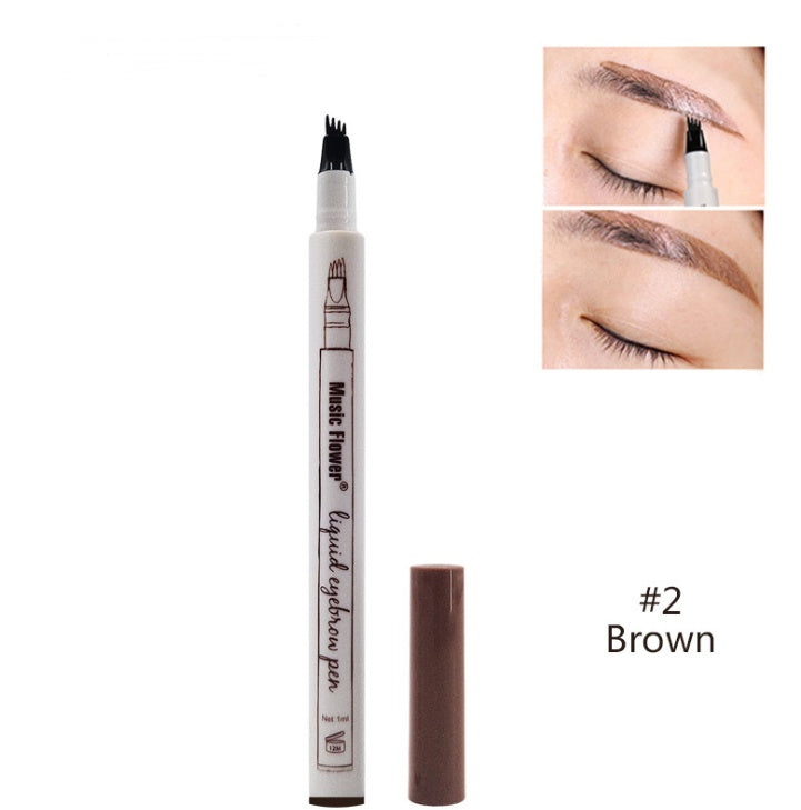 Waterproof Natural Eyebrow Pen – 4-Point Microblading Fork Tip Tattoo Pencil
