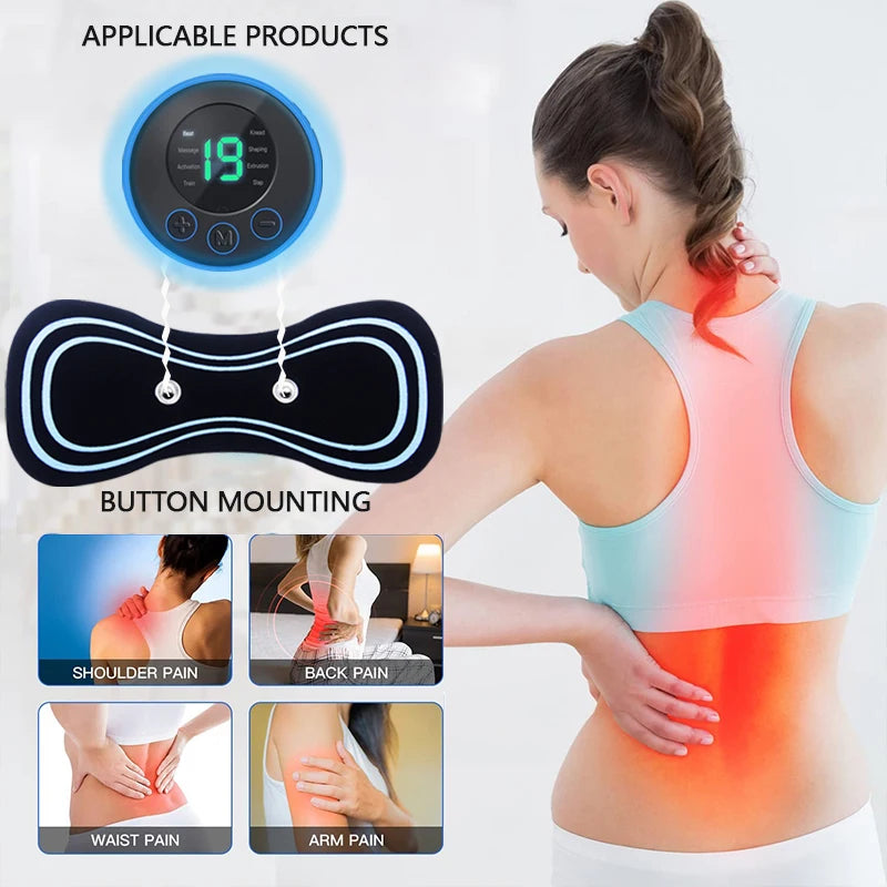 8 Modes Rechargeable Neck Massager with Remote Control EMS Low Frequency Pulse Massager For Muscle Relaxation Relief The Pain