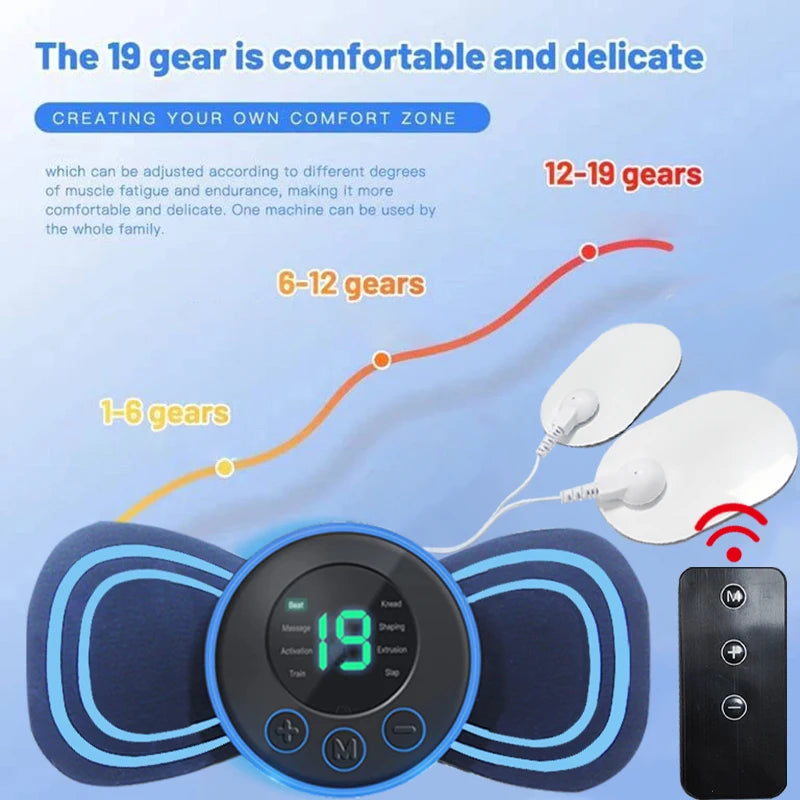 8 Modes Rechargeable Neck Massager with Remote Control EMS Low Frequency Pulse Massager For Muscle Relaxation Relief The Pain