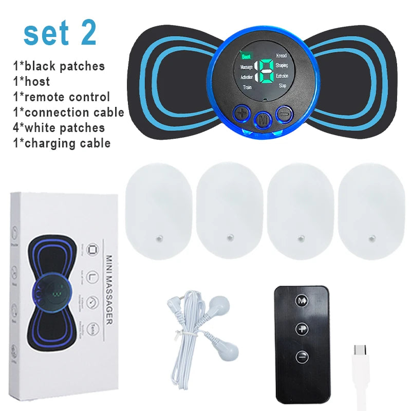 8 Modes Rechargeable Neck Massager with Remote Control EMS Low Frequency Pulse Massager For Muscle Relaxation Relief The Pain