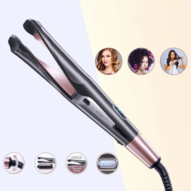 2-in-1 Hair Straightener & Curler - Tourmaline Ceramic Flat Iron