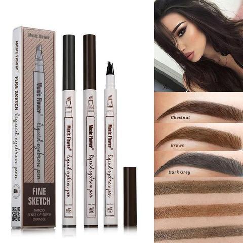 Waterproof Natural Eyebrow Pen – 4-Point Microblading Fork Tip Tattoo Pencil