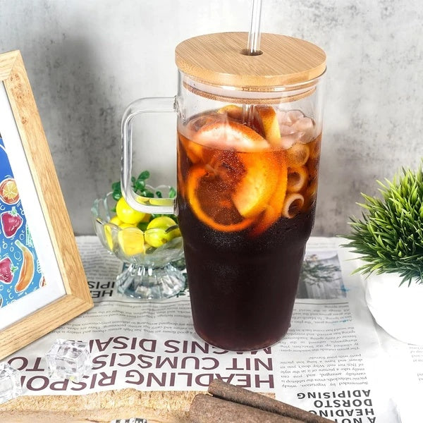40 oz Glass Tumbler with Handle & Straw - Versatile Drinkware